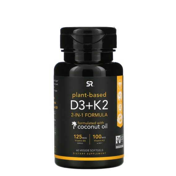 Sports Research, Vitamin D3 + K2, Plant Based
